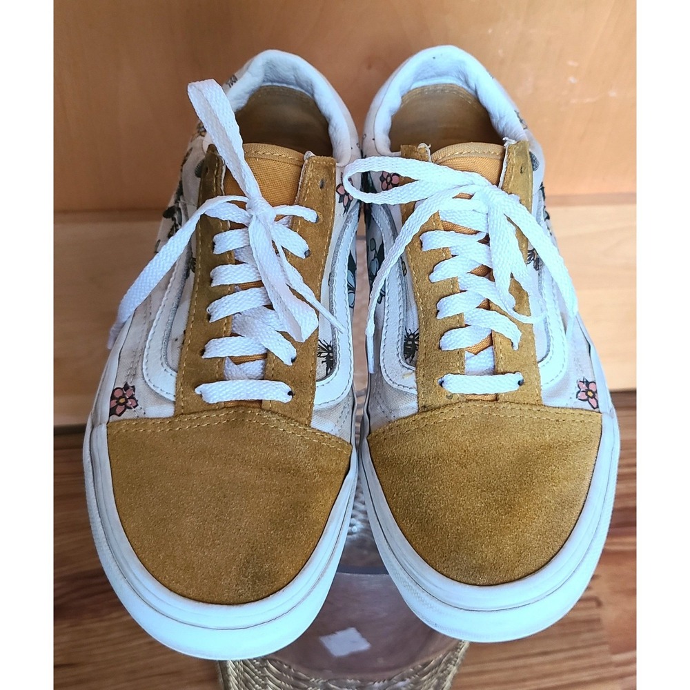 Vans Old Skool Embroidered Flowers US 6.5 Yellow Suede Skate Shoes Sneakers‎ - Picture 8 of 8